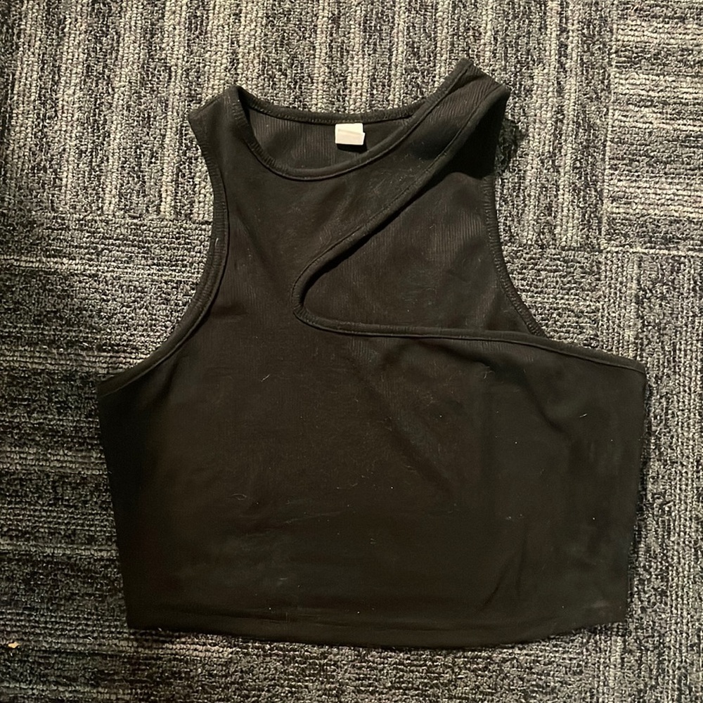 Black cut out tank top